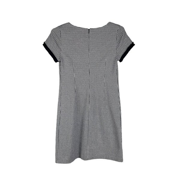 Talbots Womens 10 Black White Houndstooth Sheath Dress Short Sleeves Old Money - Picture 9 of 16